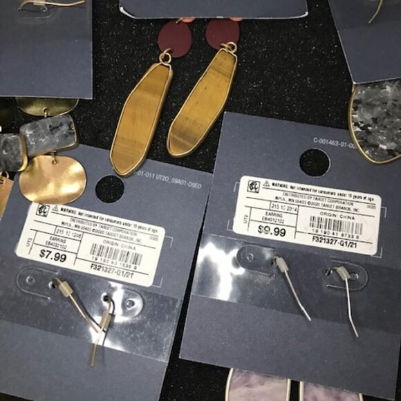 NWT Universal Threads Set of 5 Pairs Earrings Semi Precious Stones Nickel Free - Picture 2 of 9